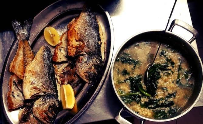 Grilled sea bass